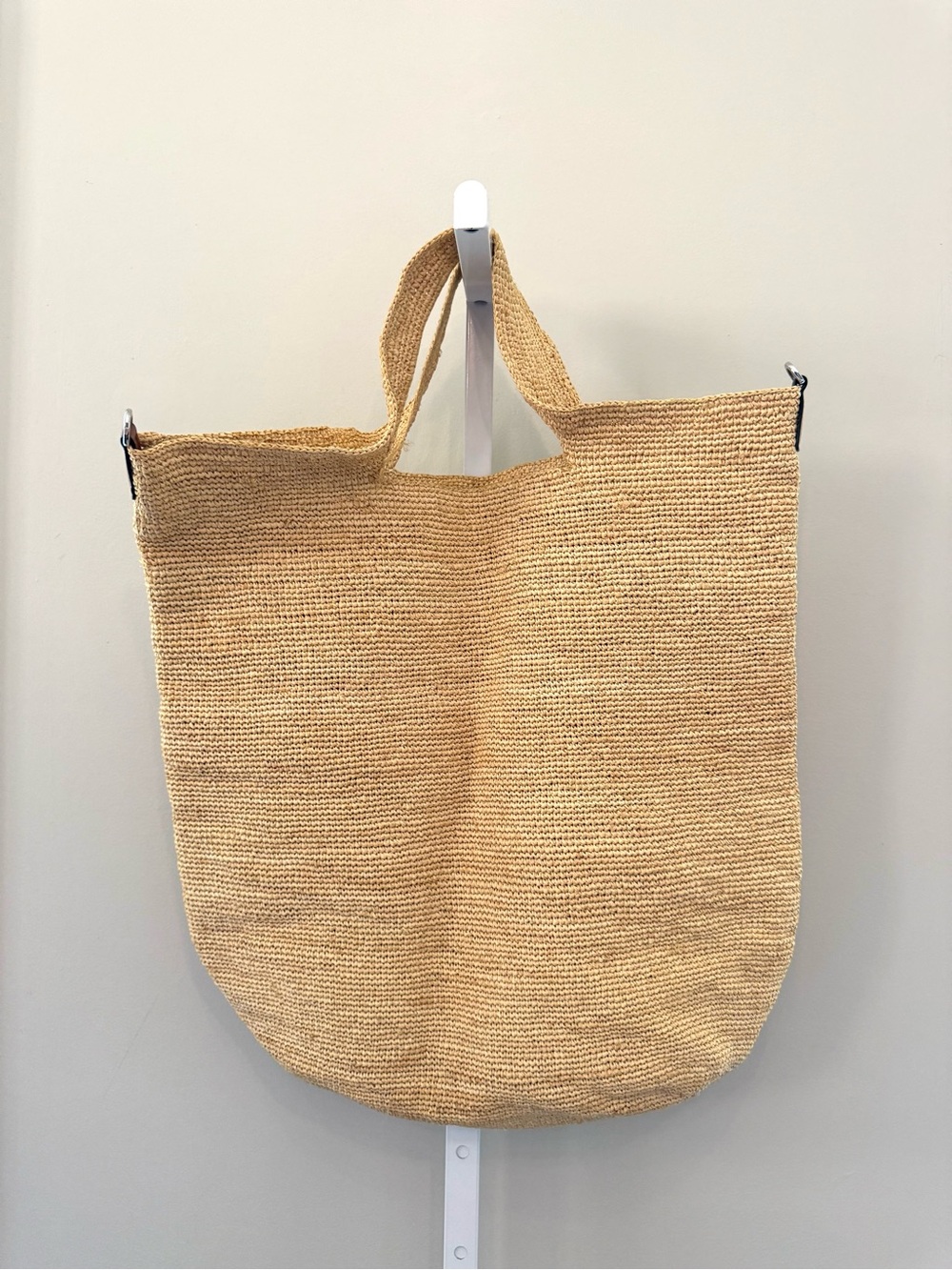 Loewe Slit Bag Hand Woven Raffia Tote Beige Brown Leather Logo OS - Picture 6 of 11